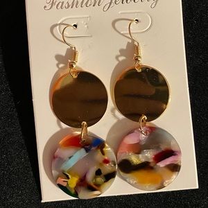 🌱Acrylic Marble Gold Circle Statement Earrings